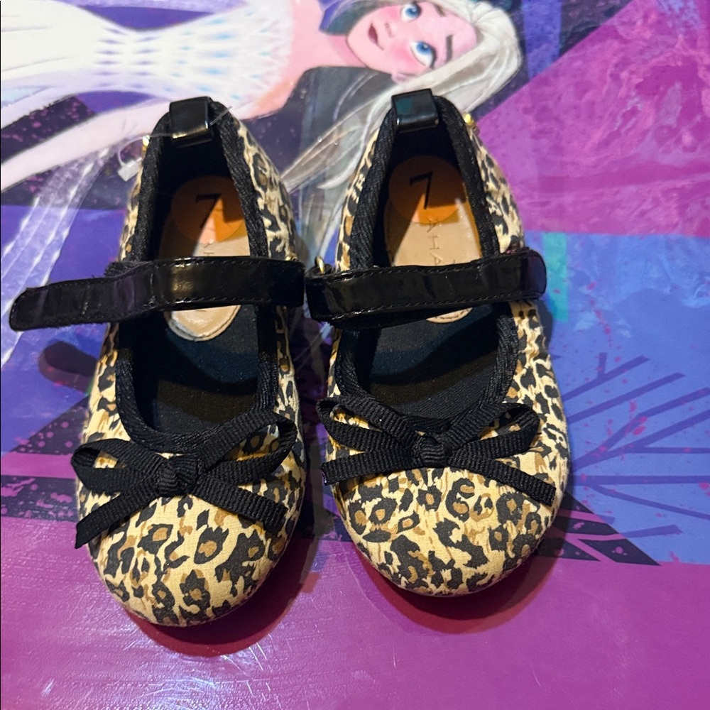 Tahari Leopard Print Kids Dress Shoes with Black Bow